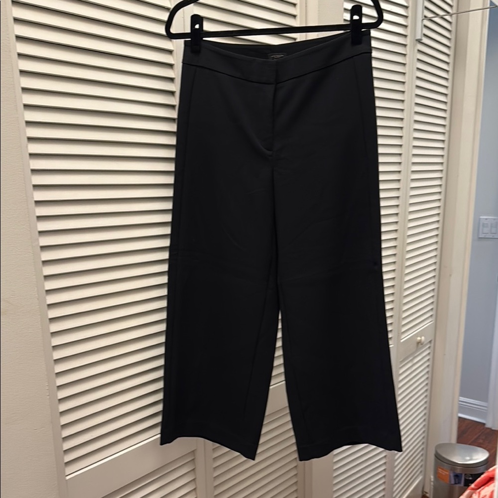 Ann Taylor Black Cropped Wide-Leg Pants